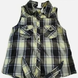 JUSTICE sleeveless plaid shirt for girls size 7